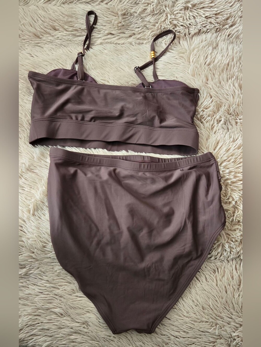 High-Waist Shell Accent Brown Bikini Set #1368 NWOT - Picture 4 of 7